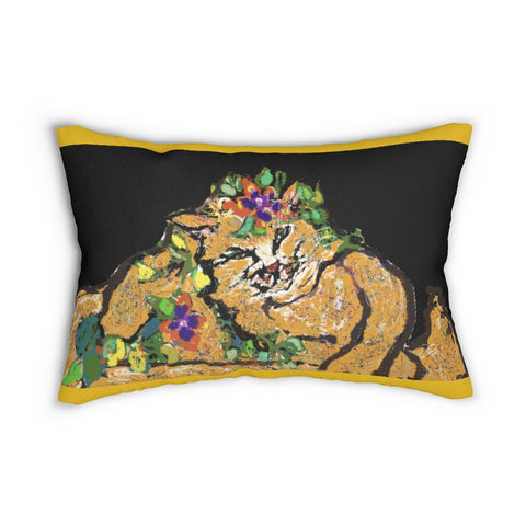 Flower Cat - Spun Polyester Lumbar Pillow