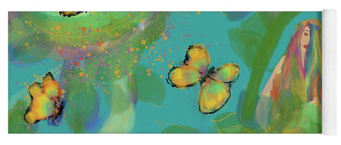 Yellow Butterflies - Yoga Mat